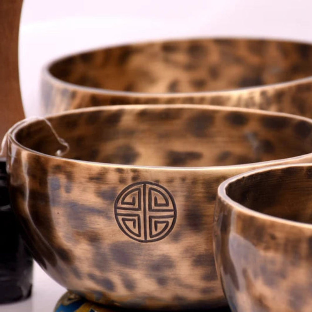 Authentic Hand-Hammered Tibetan Singing Bowl Set for Sound Healing