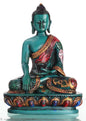 6-inch Serene Green Buddha Statue-Resin Figurine for Meditation