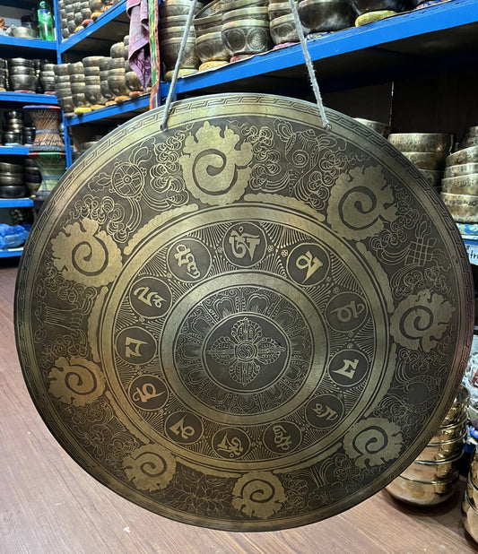 Dorje carved Tibetan gong-Handmade Gong from Nepal For Meditation