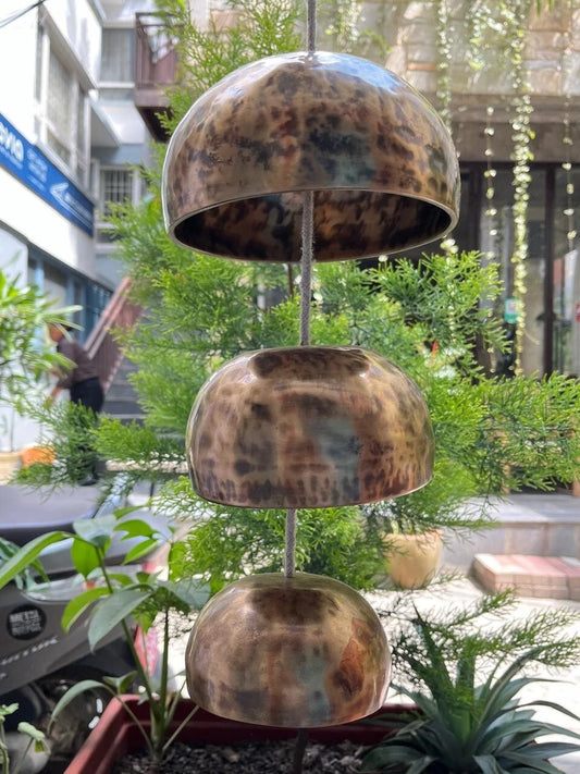 The Artisan Tiered Chime: Hand-Hammered Brass Hanging Bowls
