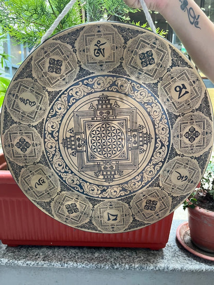 16" Flower of Life Sound Healing Gong-Hand Etched Master Gong