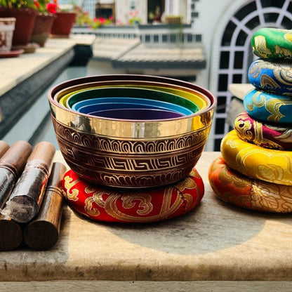 7 Chakra Tibetan Singing Bowl Set | Colorful Meditation & Sound Healing Bowls