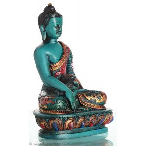 6-inch Serene Green Buddha Statue-Resin Figurine for Meditation