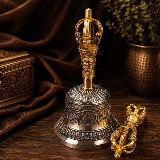 Sacred Hand-Carved Dorje Bell Handle - Vajra for Rituals & Meditation