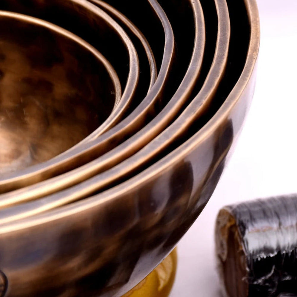 Authentic Hand-Hammered Tibetan Singing Bowl Set for Sound Healing