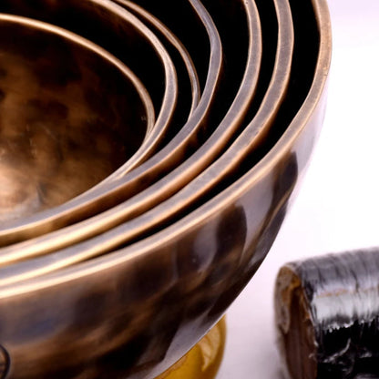 Authentic Hand-Hammered Tibetan Singing Bowl Set for Sound Healing