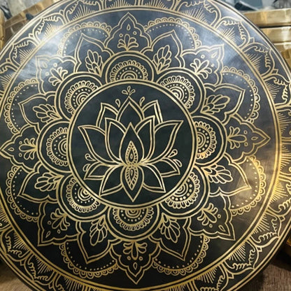 24 Inches Handcrafted Brass Meditation Gong Lotus Engraved