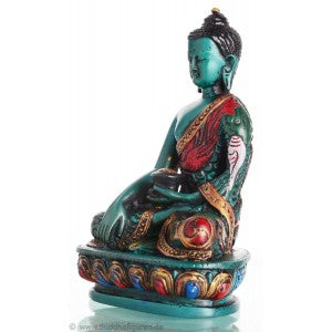 6-inch Serene Green Buddha Statue-Resin Figurine for Meditation