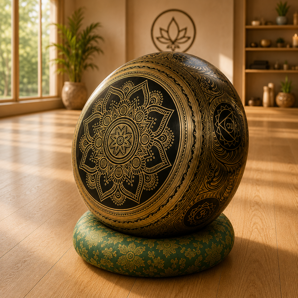 20 Inches Buddha Footprint Meditation Bowl- Hand Engraved in Nepal