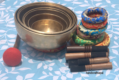 4–8 Inch Singing Bowl Set- Small to Medium Handcrafted Meditation Bowls