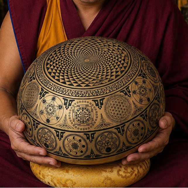 24-Inch Handmade Buddha Footprint in C & D Notes- Blessed by a Monk