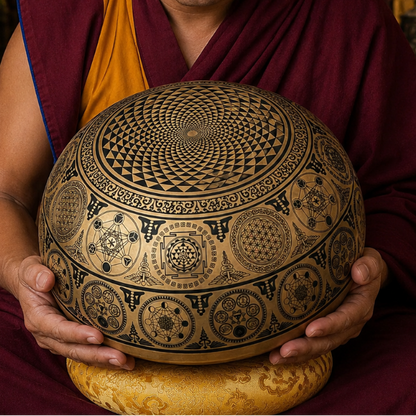24-Inch Handmade Buddha Footprint in C & D Notes- Blessed by a Monk
