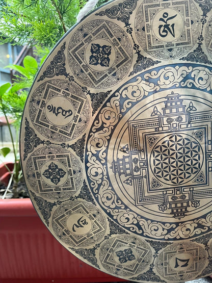 16" Flower of Life Sound Healing Gong-Hand Etched Master Gong