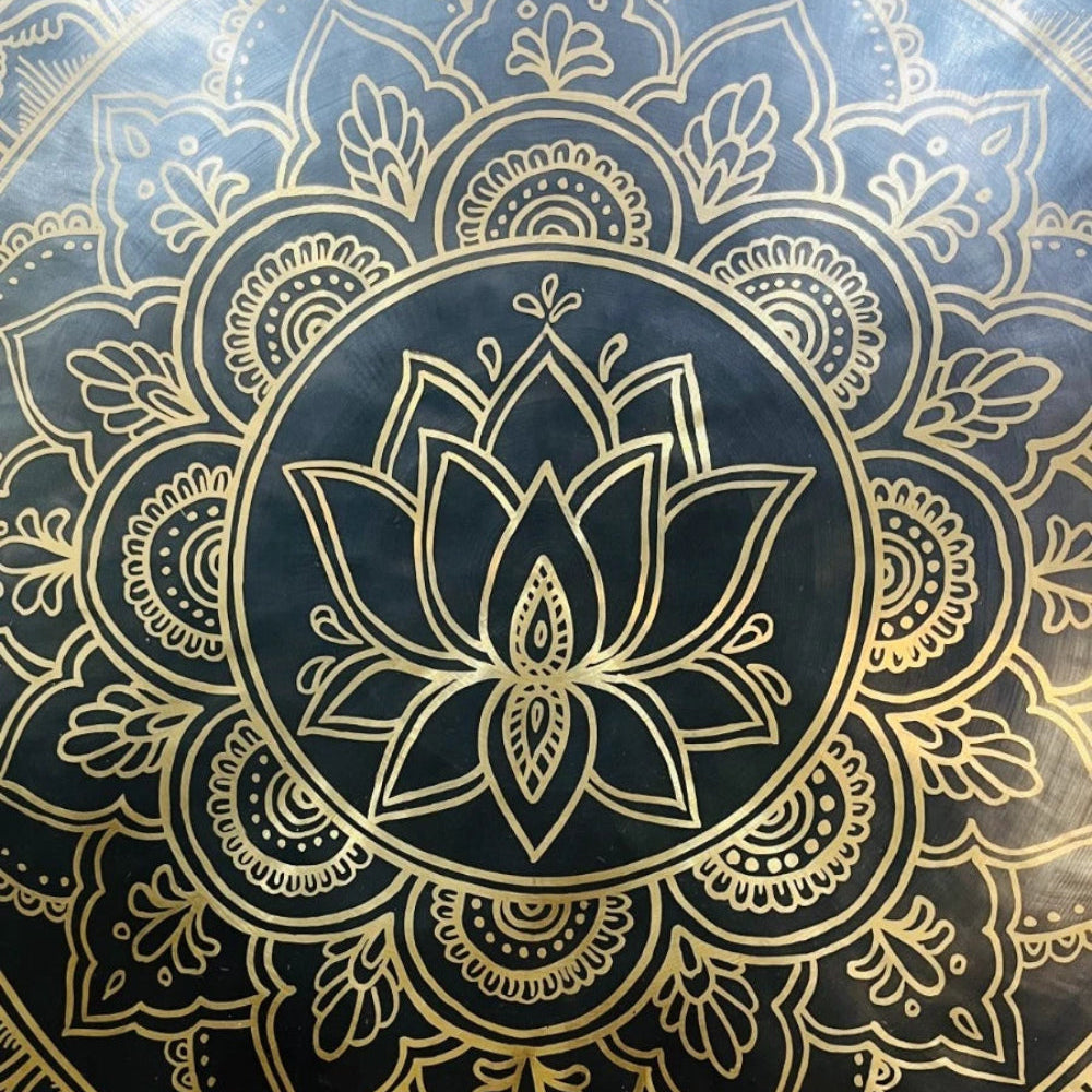 24 Inches Handcrafted Brass Meditation Gong Lotus Engraved