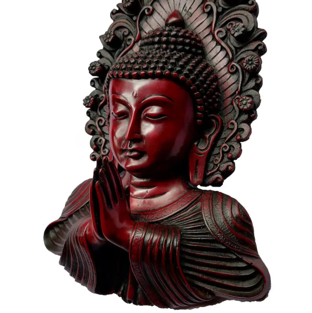 Handcrafted Red Namaste Buddha Wall Hanging - Yoga Studio Wall Art