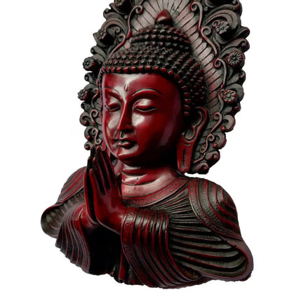 Handcrafted Red Namaste Buddha Wall Hanging - Yoga Studio Wall Art