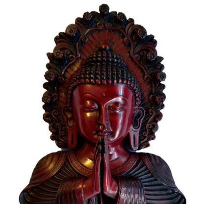 Handcrafted Red Namaste Buddha Wall Hanging - Yoga Studio Wall Art