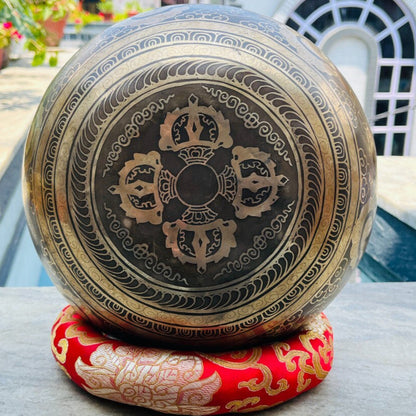 8 Inch Engraved Singing Bowl with Shiva Parvati | Sound Healing