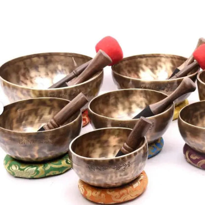 Authentic Hand-Hammered Tibetan Singing Bowl Set for Sound Healing