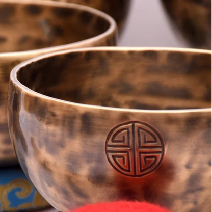 Authentic Hand-Hammered Tibetan Singing Bowl Set for Sound Healing
