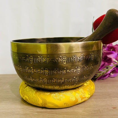 F Note for Heart Chakra Healing-Etched Flower of Life & Sacred Mantra