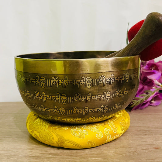 F Note for Heart Chakra Healing-Etched Flower of Life & Sacred Mantra