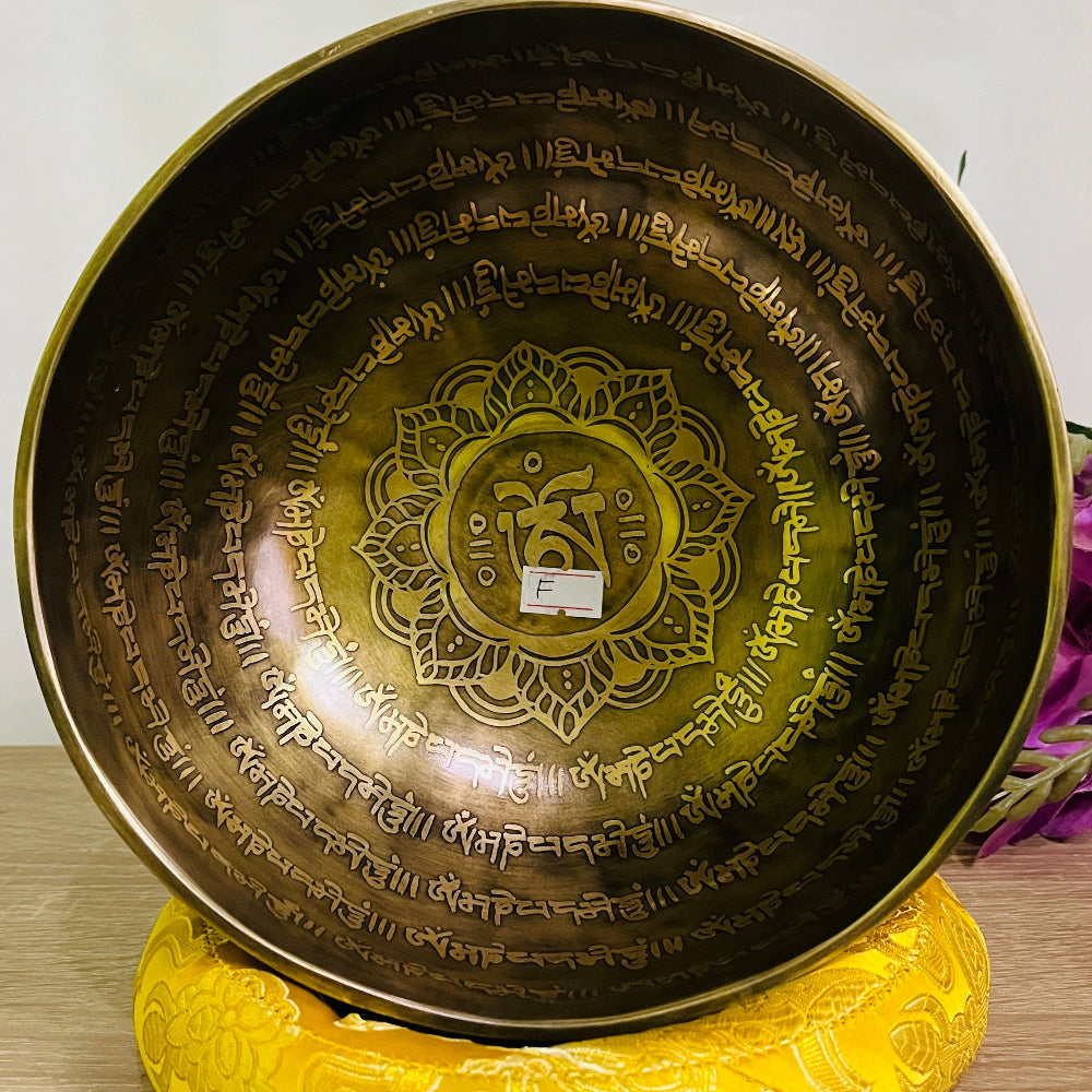 F Note for Heart Chakra Healing-Etched Flower of Life & Sacred Mantra