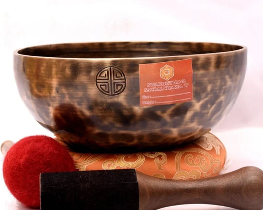13 Inches Hand-Hammered Sacral Chakra Singing Bowl -Note D