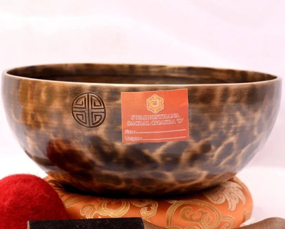 13 Inches Hand-Hammered Sacral Chakra Singing Bowl -Note D