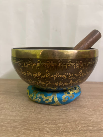 12" Hand-Etched Tree of Life Tibetan Singing Bowl -Om Mani Padme Hum