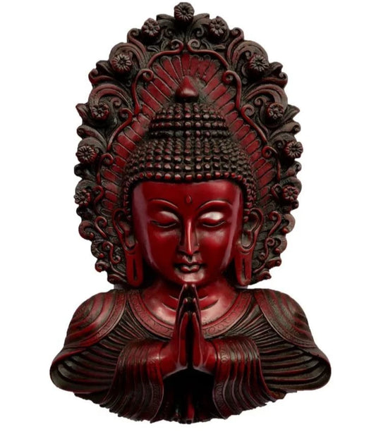 Handmade Red Buddha Wall Hanging Statue Zen Meditation Home Decor
