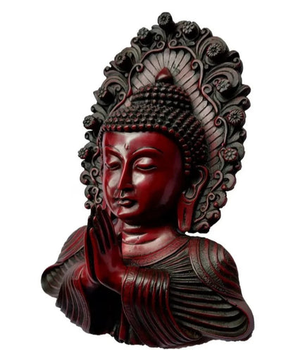 Handmade Red Buddha Wall Hanging Statue Zen Meditation Home Decor